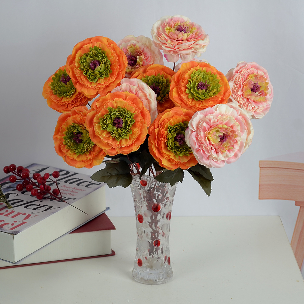 仿真花家具裝飾花陽台桌面擺放花宮廷花花束絹花 7頭露蓮花春秋款