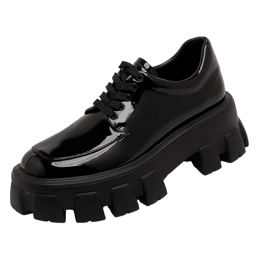 Женские маленькие кожаные туфли Liu Wen в одном стиле в консервативном британском стиле, лоферы на толстой подошве, женская обувь на платформе, лакированные туфли размера 33,