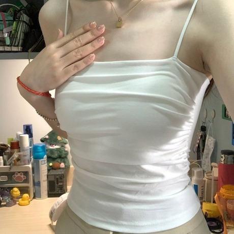 细肩带美背吊带背心女带胸垫显瘦内搭外穿打底抹胸上衣白色夏季薄