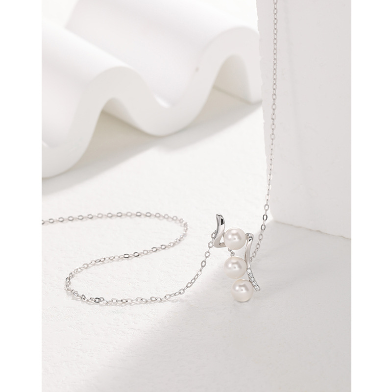 S925 plata esterlina perla colgante collar de plata esterlina luz de lujo simple nicho diseño nuevo collar clavícula cadena