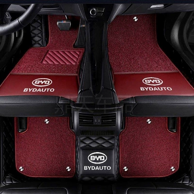 floor mats, Song Max, Modelə uyğun ayaqaltı - song-fuel-version-2016-2018-double-layer-pure-black-burgundy-silk-loop