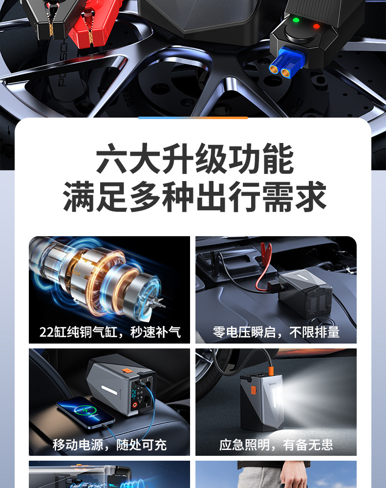Car Emergency Start Power Supply Car Inflatable Pump Blower All-in-One New 12V Multifunctional Power Pickup