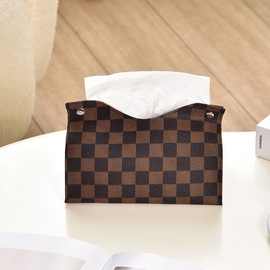 ins高颜值纸巾盒客厅抽纸盒家用创意餐桌纸抽盒皮革餐巾纸盒车载