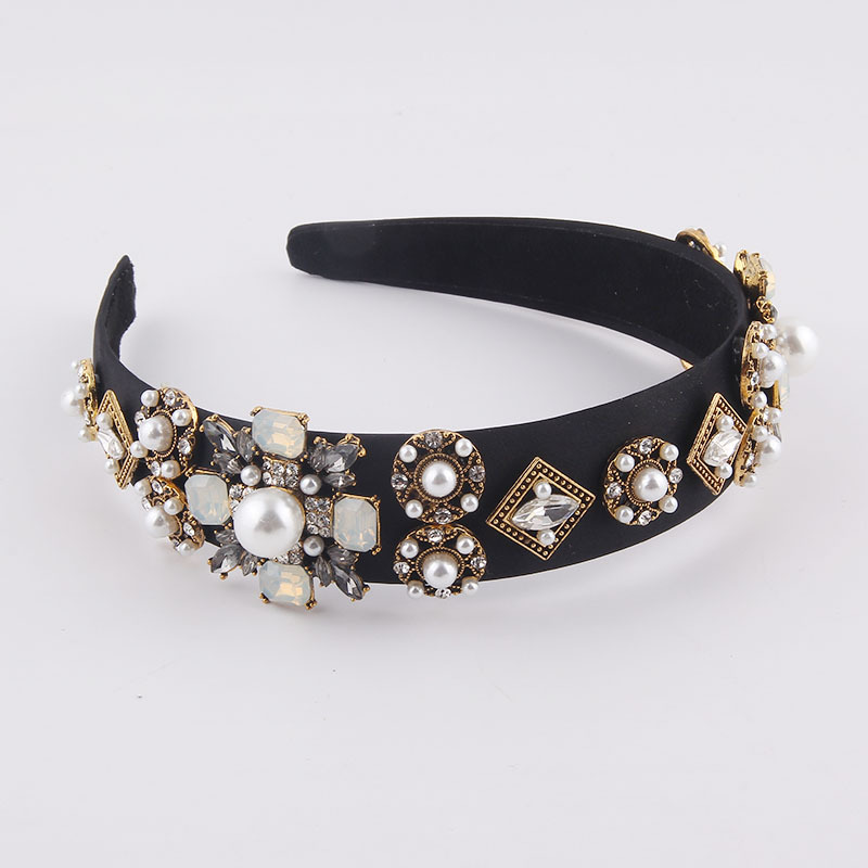 Baroque Fashion Diamond-studded Pearl Headband display picture 9