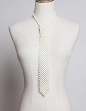 新款韩版DIY串珠项链复古编织珍珠镂空领带女搭配衬衫假领子配饰