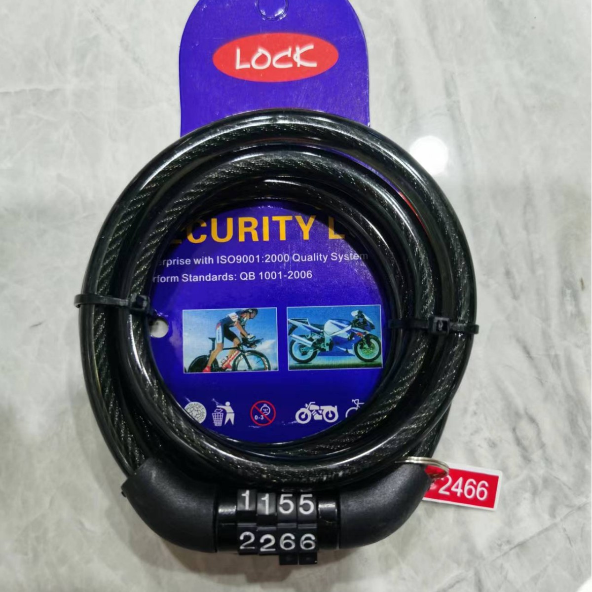 Candado de combinación de 4 dígitos para bicicleta o scooter, con cable de acero image 7