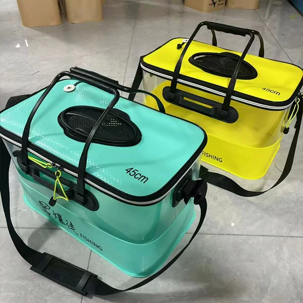 Fishing Box Transparent Fishing Bucket Portable Live Fish Bucket Double Color Thickened Luya EVA One-piece Live Fish Bucket Fish Box