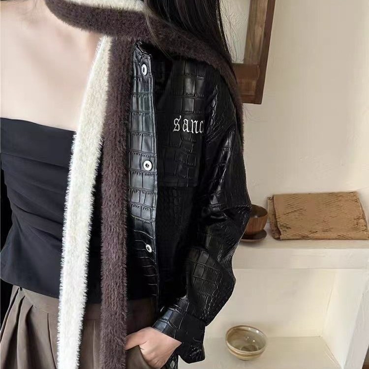 欧美小众设计长条窄版围巾女孩秋冬季新款时尚纯色百搭装饰小围脖|undefined