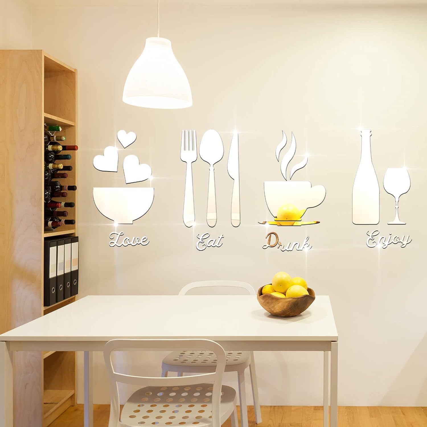 JM1210 Comercio exterior transfronterizo 1mm acrílico espejo etiqueta de la pared cuchillo tenedor vino etiqueta de la cocina restaurante decoración de fondo