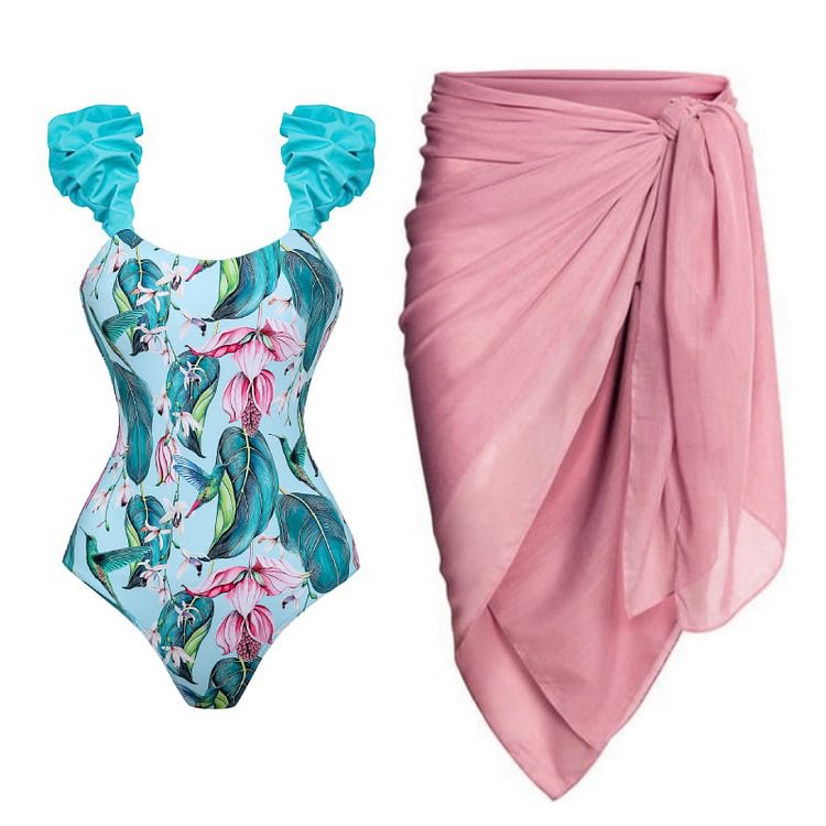 Women's Gender Business Style Women's Business Flower 2 Pieces One Piece Swimwear