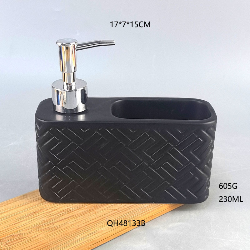 Taza de enjuague bucal de mármol Juego de baño Botella de prensa de cerámica Juego para el hogar Juego de tres piezas de almacenamiento de baño de hotel