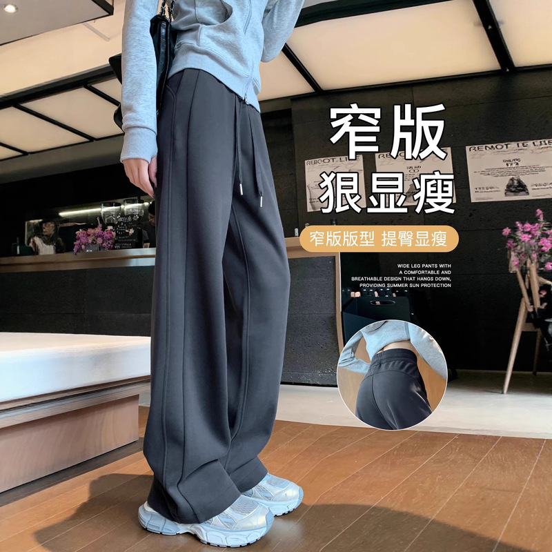 Women's Pants 2026 New Style Sports Pants Women's Fleece-Lined Wide-Leg Pants Lulu Pants Women's Autumn and Winter Casual Sweatpants