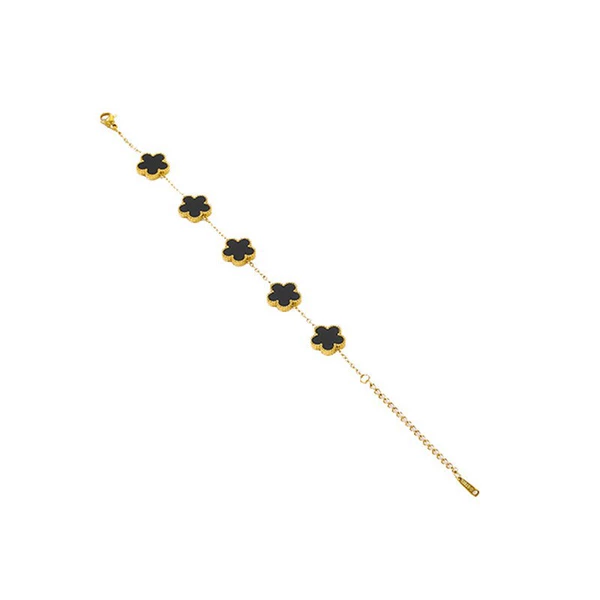 Black five-leaf flower bracelet