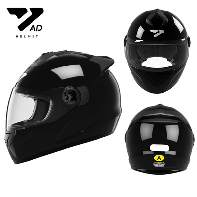 Riding Full-Face Helmets, All-Season – Motosiklet kaskı (dəbilqə) - bright-black-hd-mirror-m-code