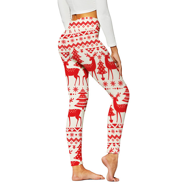 Pantalones digitales con estampado de yoga navideño para mujer New 3D Casual Yoga Pantalones deportivos ajustados Medias europeas y americanas