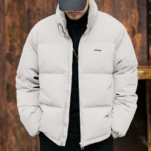 高端美式立领白色短款男士羽绒服冬季新款加厚保暖面包服日系外套