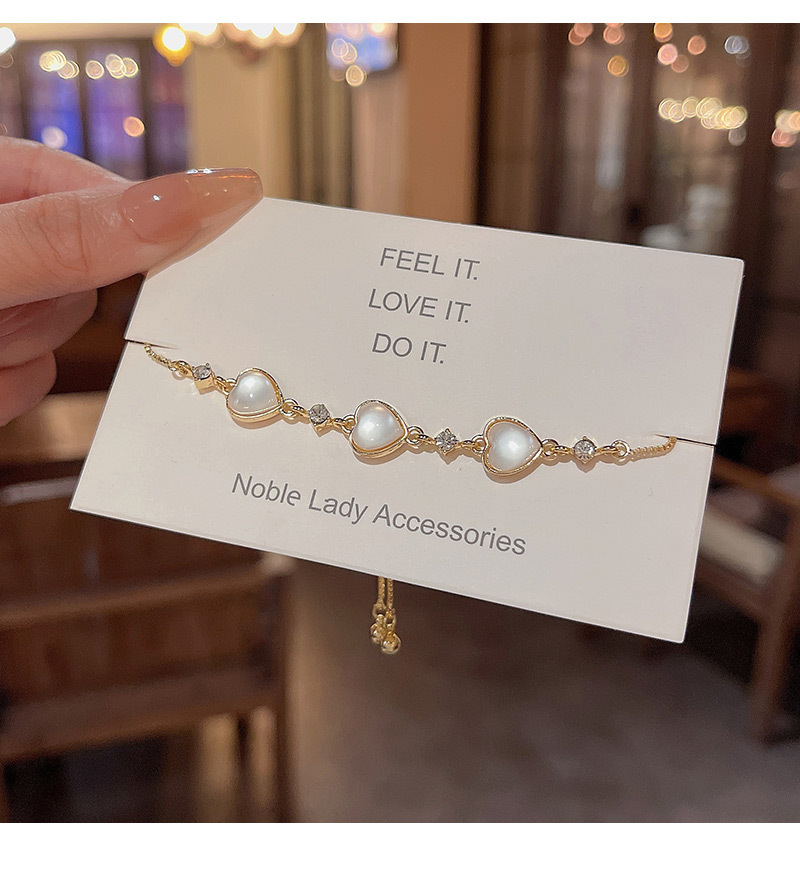 Fashion Heart Shape Copper Plating Zircon Bracelets 1 Piece