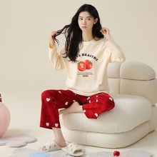 春秋季新款睡衣女款纯棉春秋冬长袖青少年初中学生外穿家居服套装