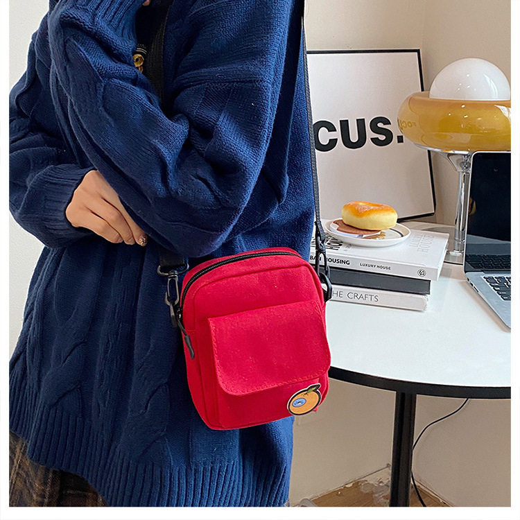 112g Weight Sewing Thread Fashion Element Zipper Closure Type Single Shoulder Strap Strap Type Square Bag Bags Type Casual Occasion Canvas Material Fruit, Solid Color Pattern All Seasons Season Women's Gender Streetwear Style Square Shape Small Size Women's Small Canvas Fruit Solid Color Streetwear Sewing Thread Square Zipper Square Bag 34