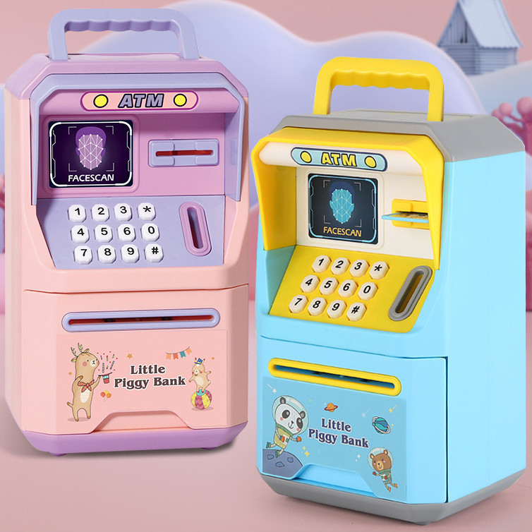 Alcancía con Reconocimiento Facial Simulado, Cajero Automático, Caja Fuerte con Enrollador de Dinero Automático, Caja de Almacenamiento de Contraseñas, Banco de Ahorros Creativo