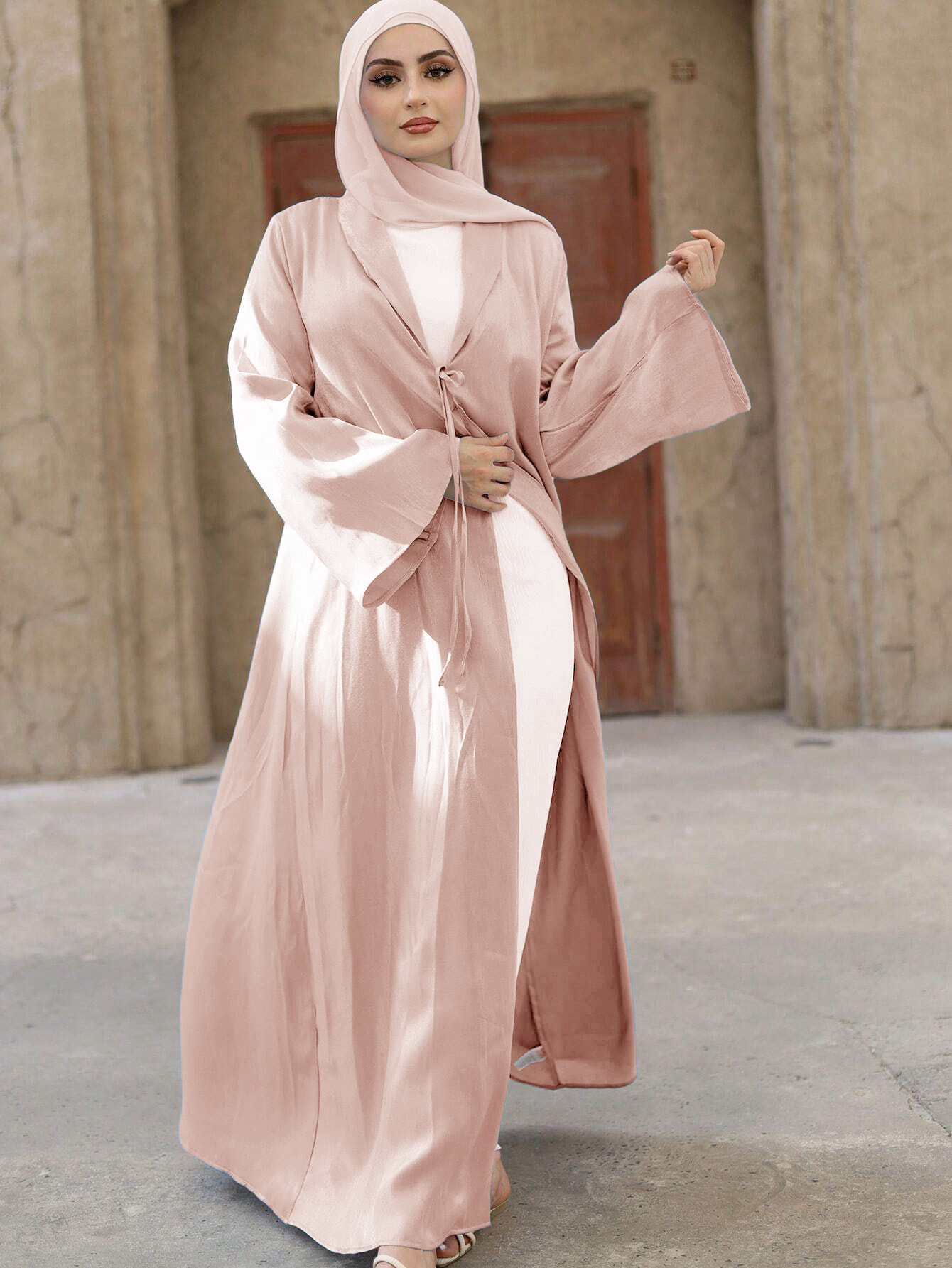 Women's Adults Solid Color Lace-Up Abaya display picture 5