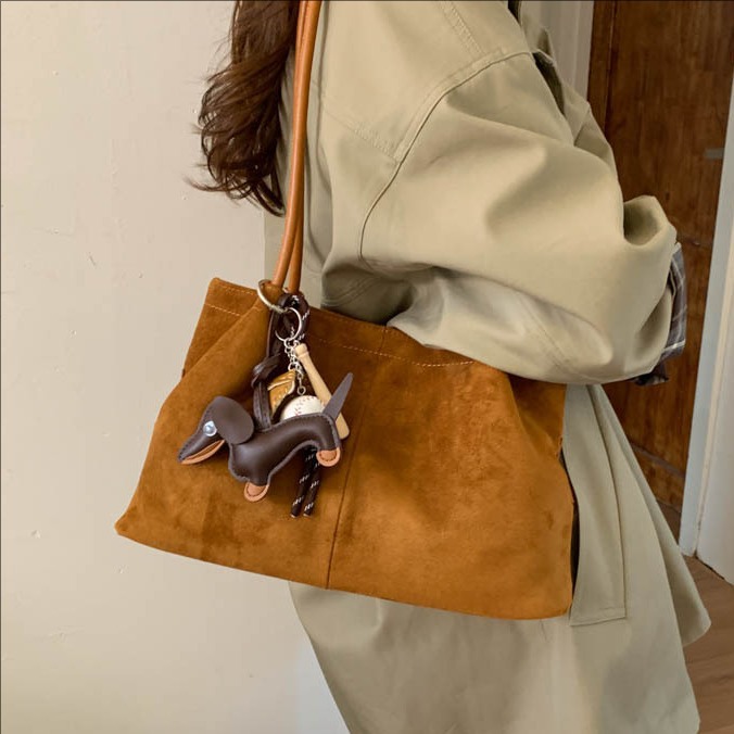 2025冬新款绒面手提托特包包女休闲洋气韩版单肩包高级感腋下包潮