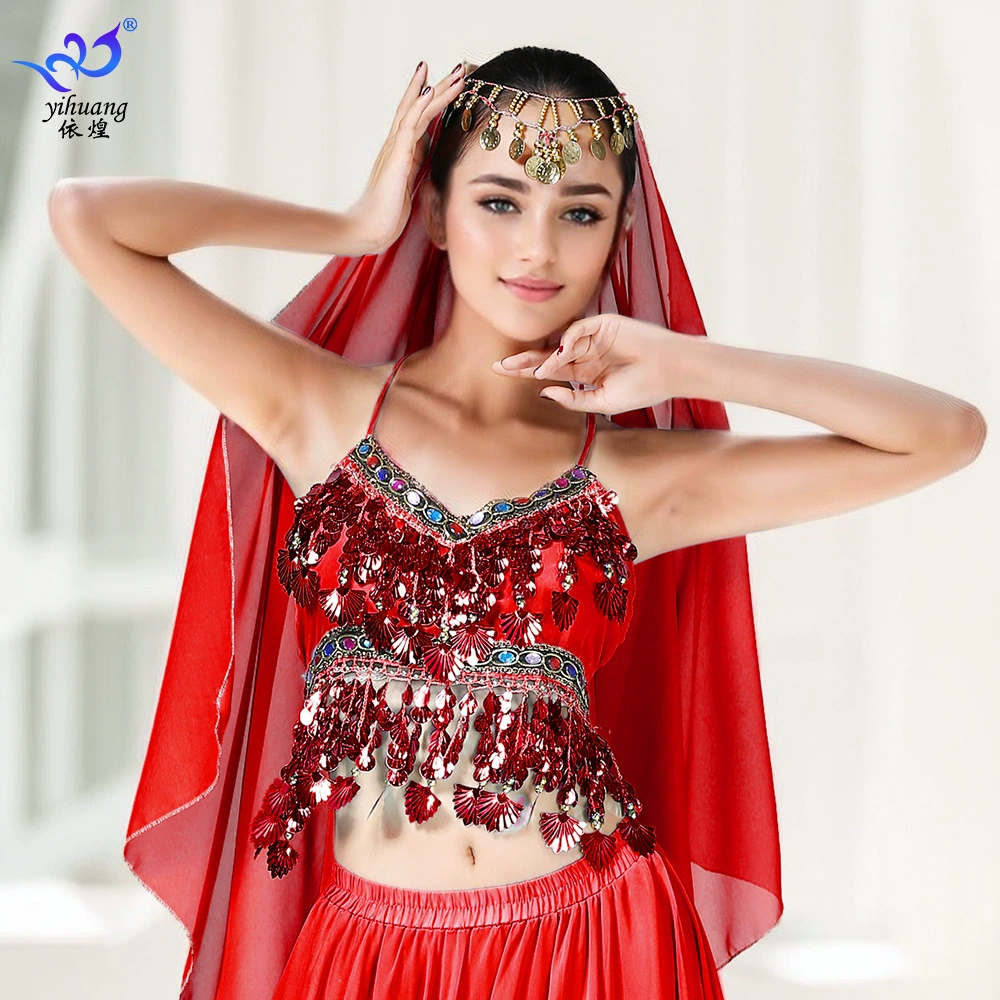 Костюм для танца живота костюм с блестками и бахромой топ танцевальный костюм сексуальный костюм с блестками