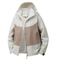 新款撞色连帽冲锋衣户外防风防水登山服跨境潮牌外套夹克
