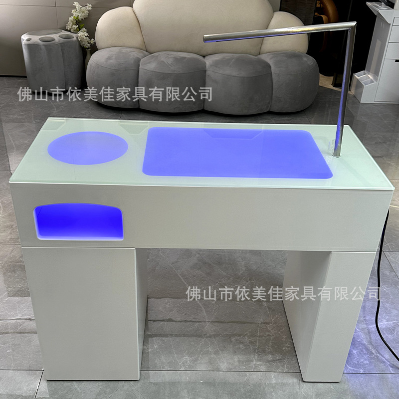 Mesa de manicuras con lámpara, mesa de manicuras blanca con cajón, mesa de manicuras de madera maciza, mesa de manicuras simple