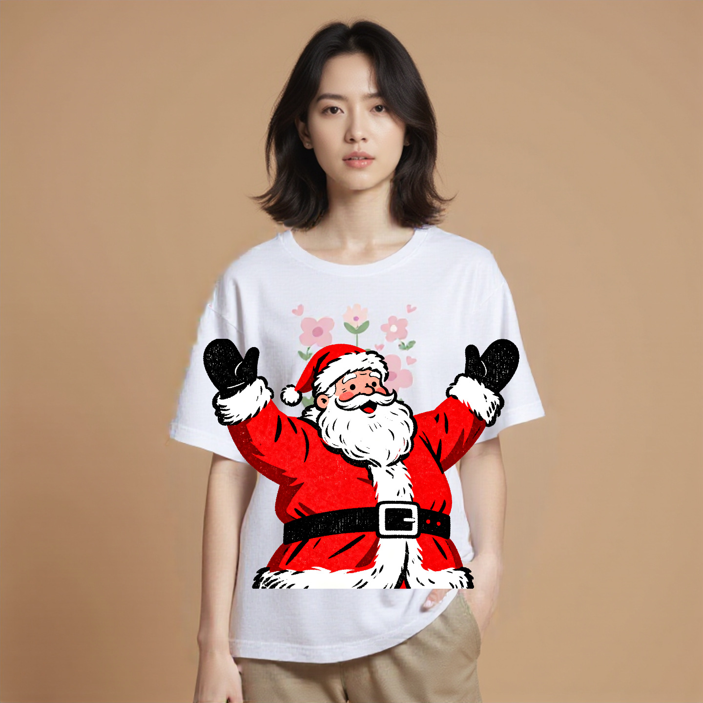 数码印刷圣诞老人图案牛津纸手提袋现货