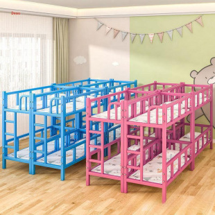 Bunk bed children's bed kindergarten hosting iron frame shop nap bed tutorial class small size practical upper and lower bunk free shipping