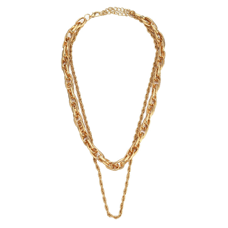 Fashion Double Layer Alloy Thick Chain Necklace display picture 2
