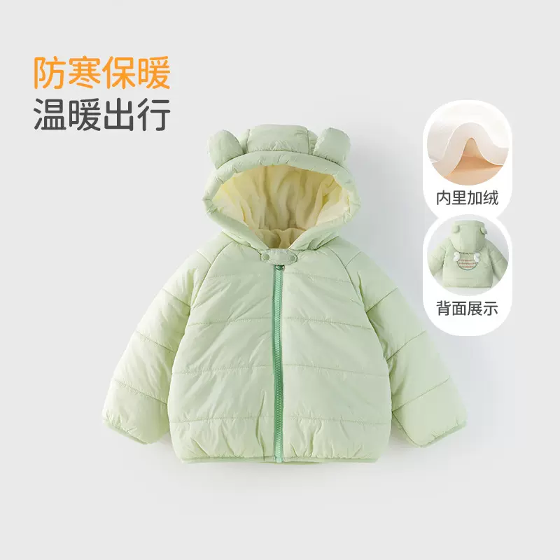 宝宝棉服秋冬季新款男女宝宝卡通连帽棉服加厚婴儿保暖上衣冬装