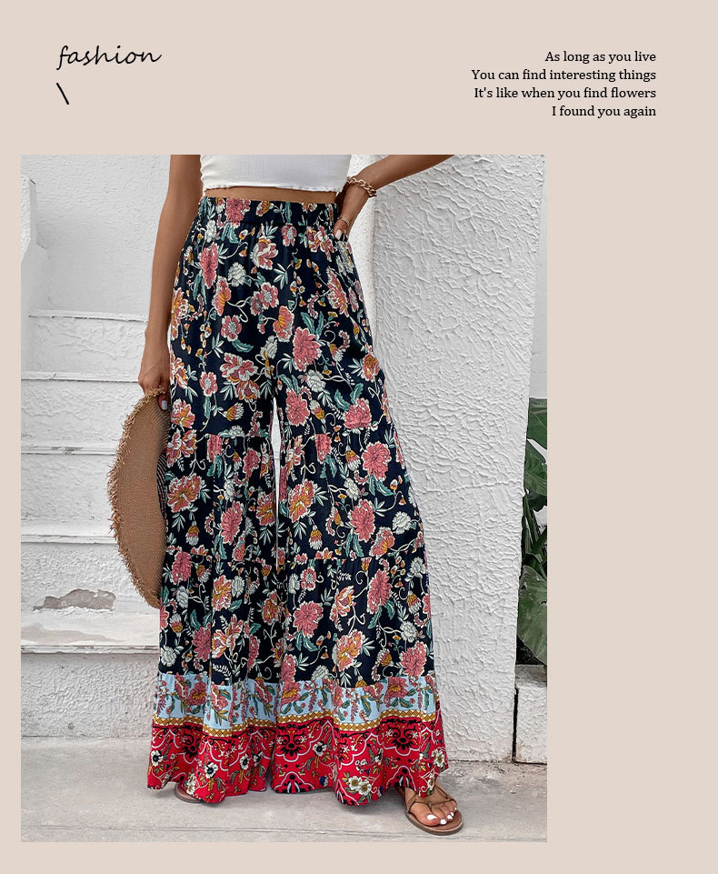 Printed Large Flare Wide Leg Pants_voghion.com