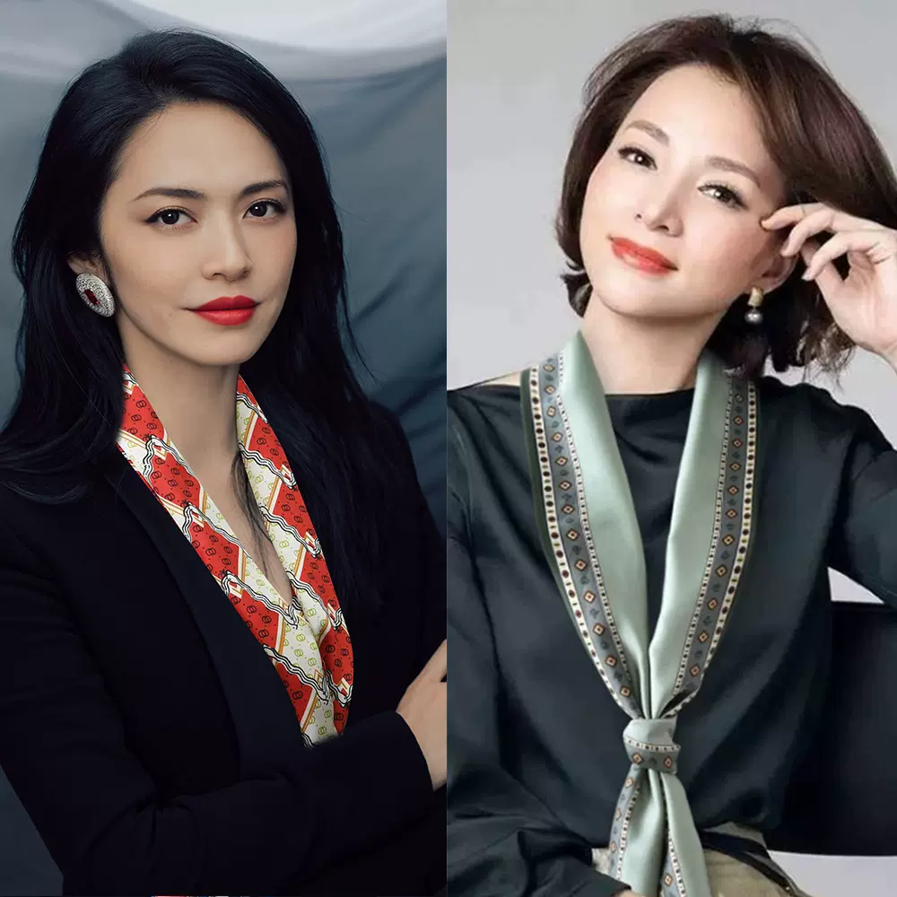 韩版时尚百搭条纹马车不规则缎面长巾丝巾高级感双层细窄长条围巾