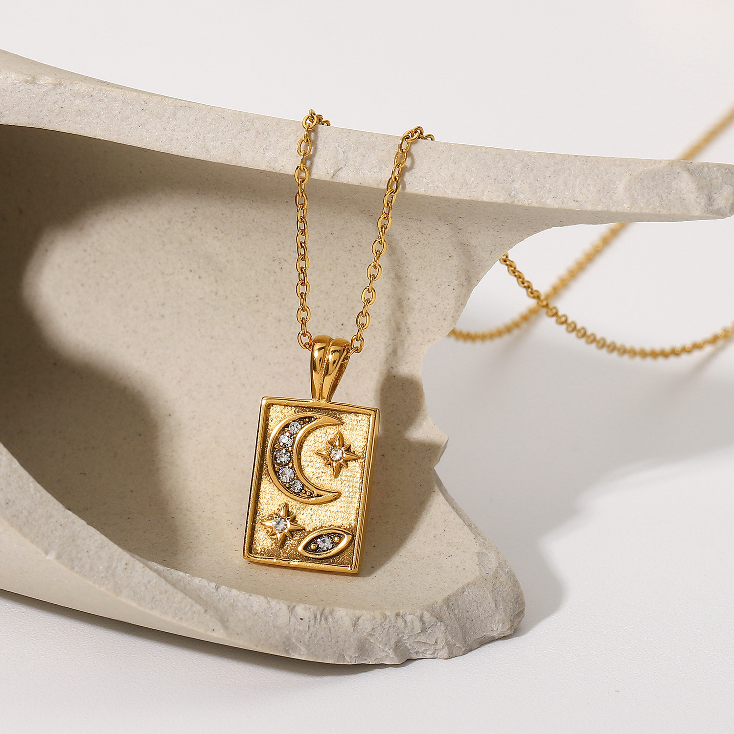 Fashion Geometric Stainless Steel Necklace Plating Zircon Stainless Steel Necklaces