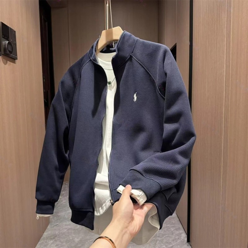秋季新款立领男士轻奢潮流休闲时尚百搭纯色夹克帅气拉链外套|undefined