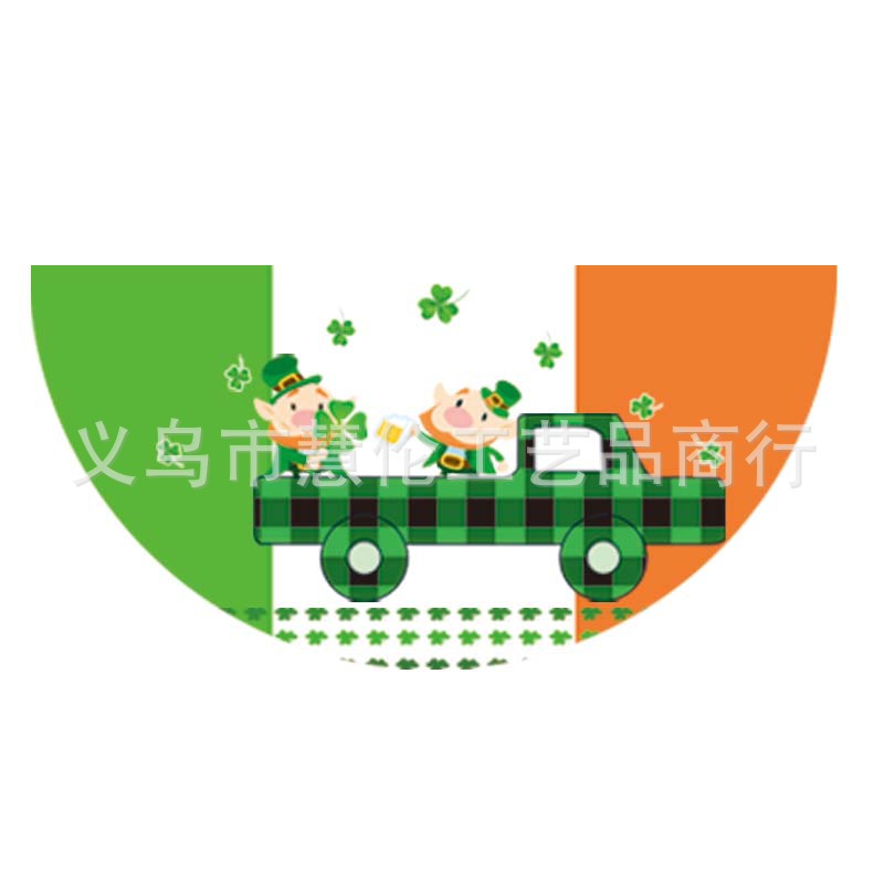 Nueva Bandera de abanico del día de San Patricio transfronterizo día irlandés decoraciones al aire libre impresión creativa Bandera de semicírculo