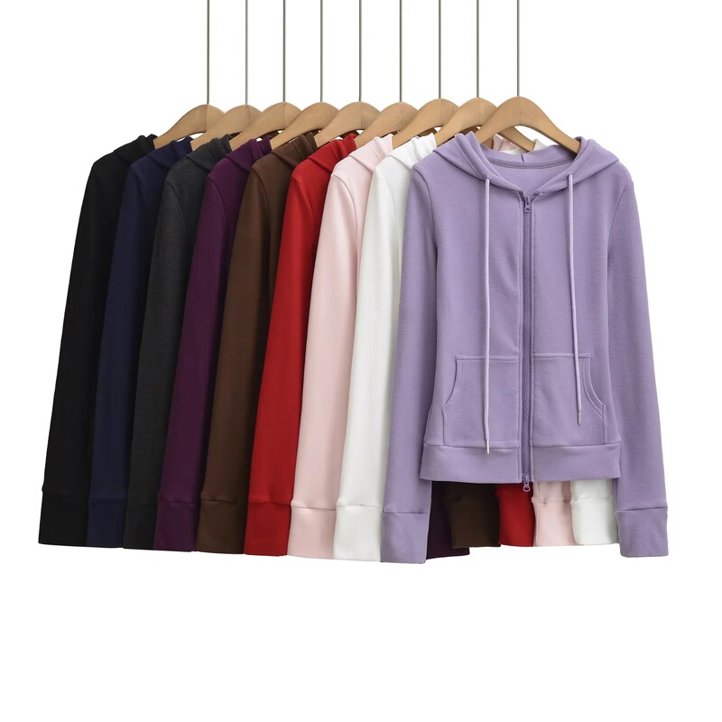 American Derong Yoga Sports Hooded Sweatshirt Zipper Jacket Autumn and Winter New Slim Slim Casual Cardigan Top American Derong Yoga Sports Hooded Sweatshirt Zipper Jacket Autumn and Winter New Slim Slim Casual Cardigan Top
