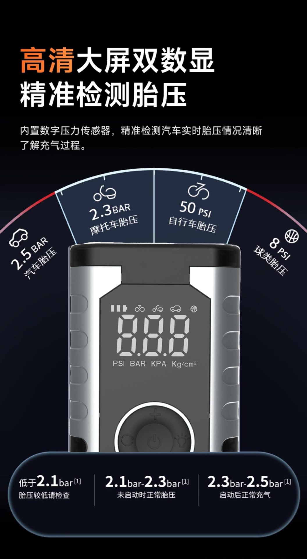 Car jump starter, air pump, emergency power supply, and portable tire inflator – a multi-functional device for powerful battery starting