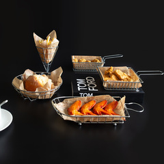 現代揚げ青鉄芸ポップコーンバスケット軽食皿ポテトバスケットスナックバスケットバーレストラン揚げバスケット揚げ物バスケット