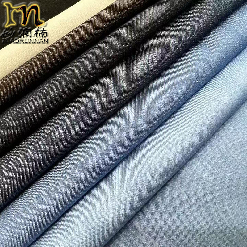 In-Stock 200g 40-Count Plain Weave Slub Stretch Denim Fabric, High-End Clothing Imitation Denim Material