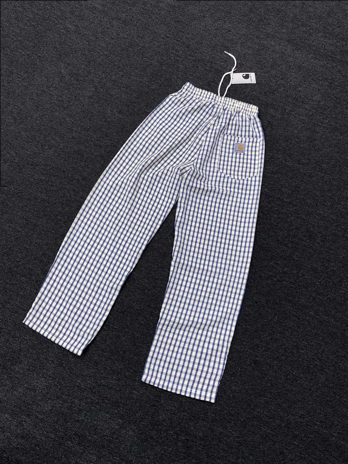 Carhartt WIP Pants Seersucker Plaid Blue White