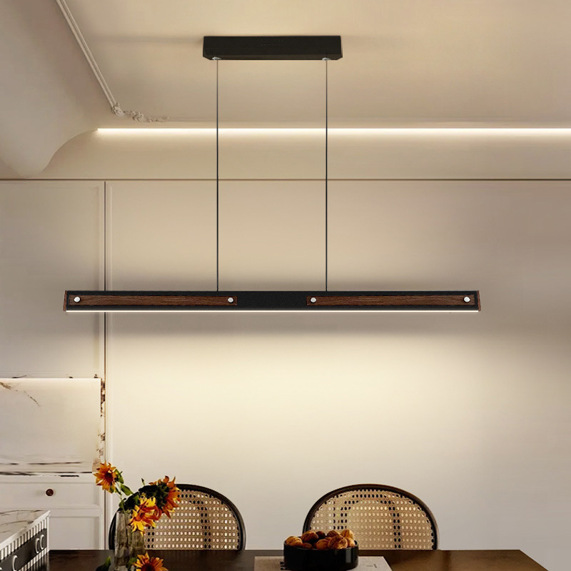 一字长条餐厅吊灯茶室餐桌吧台灯中古复古设计师高级感中山灯具