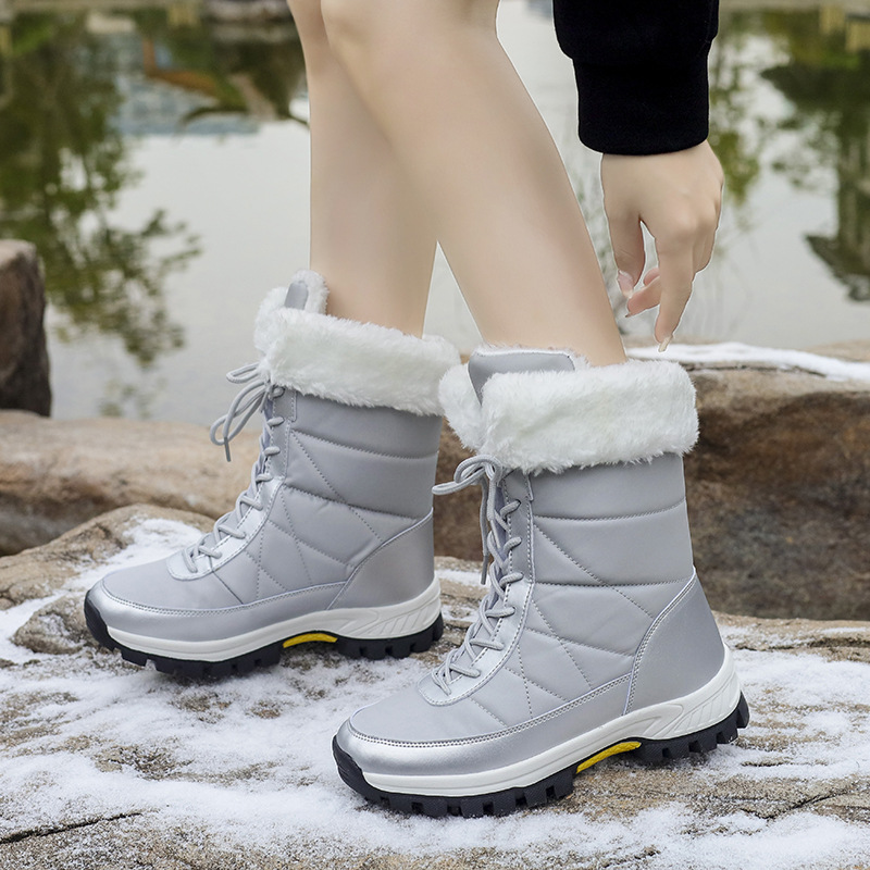 Botas de Nieve de Caña Media para Mujer, PU, Térmico, para Uso Diario image 4
