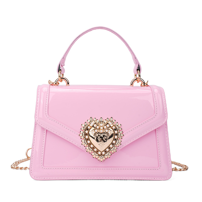 Bolso de cadena de textura transfronteriza 2025 nuevo bolso de amor bolso de hombro de sentido avanzado bolso de mensajero brillante de charol mujer