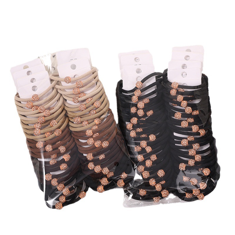 009 hilo montado en la tarjeta banda de goma incrustado en Diamantes 3 banda de pelo cuerda de pelo banda de goma 1 yuanes 2 yuanes tienda accesorios para el cabello accesorios para la cabeza bienes