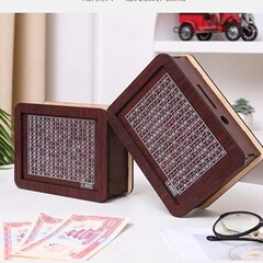木製の数字の質感の貯金箱の家庭のリビングルームのデスクトップの置物の貯金計画貯金箱の小銭収納箱