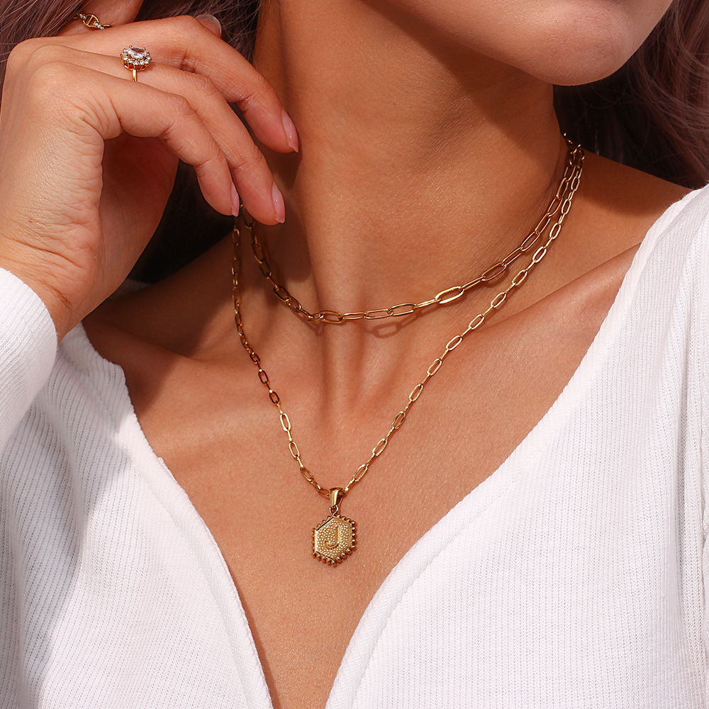 Fashion Letter Stainless Steel Titanium Steel Plating Pendant Necklace 1 Piece