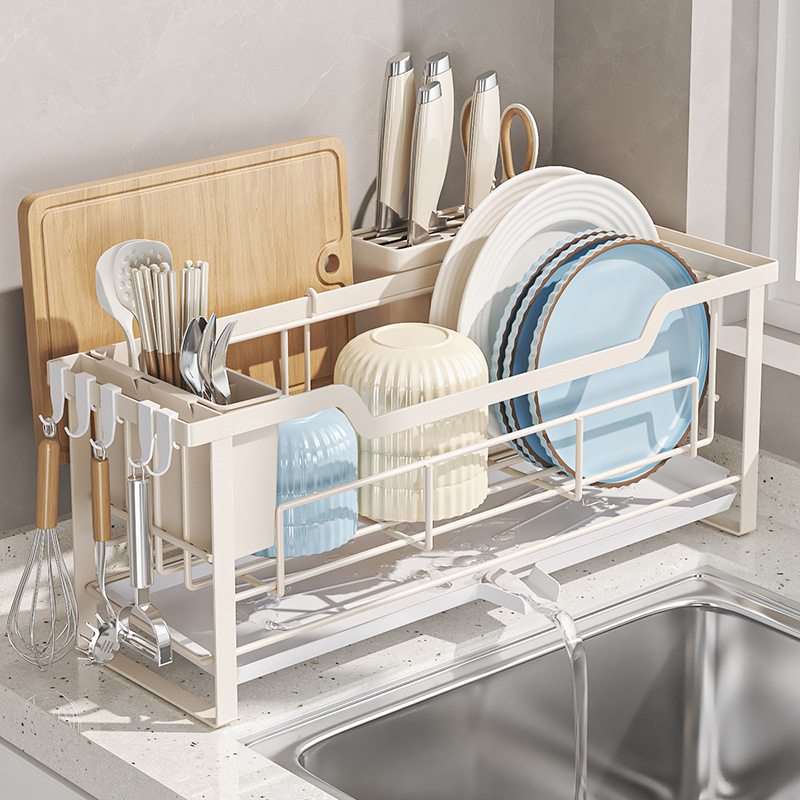 Water-dripping bowl and plate rack, kitchen windowsill chopping board and bowl and chopsticks draining rack, no installation required, narrow and small pool-side bowl and dish storage rack